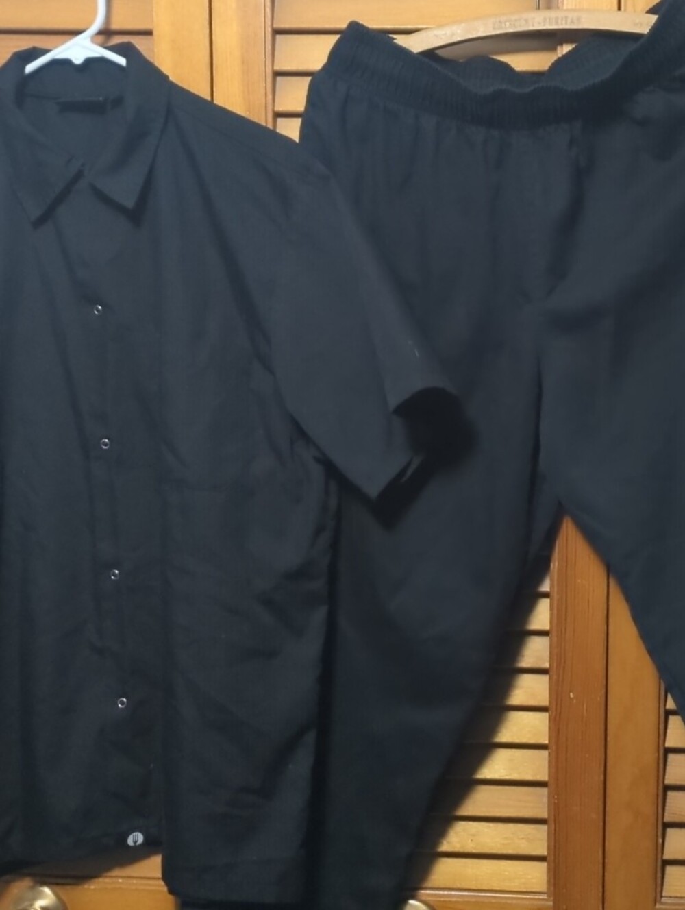 Adult Chef Works Black Button-Up Jacket & Pant Set Size Medium
